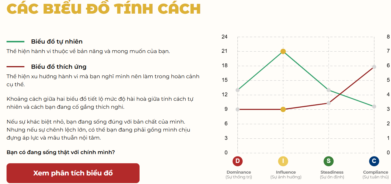 Minh họa kết quả bài kiểm tra tính cách DISC
